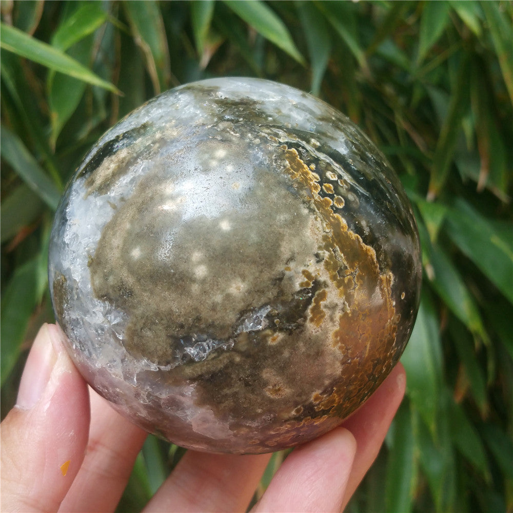 Crystal carved ball of Ocean Jasper  #702408