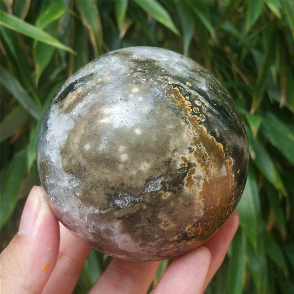 Crystal carved ball of Ocean Jasper  #702408