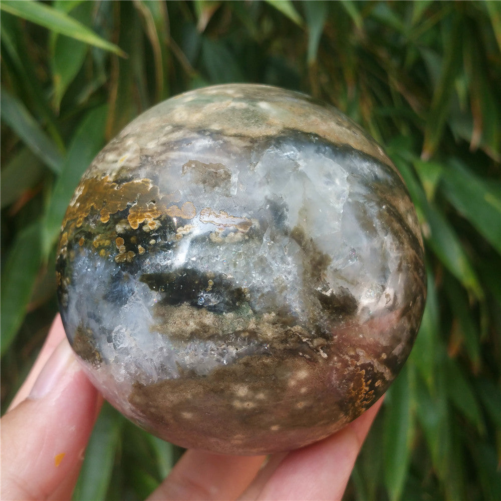 Crystal carved ball of Ocean Jasper  #702408