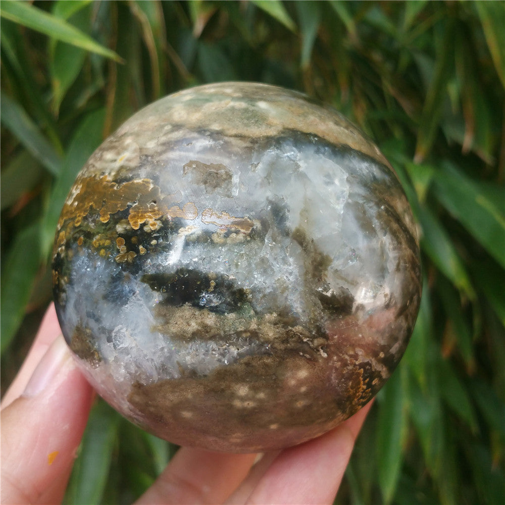 Crystal carved ball of Ocean Jasper  #702408