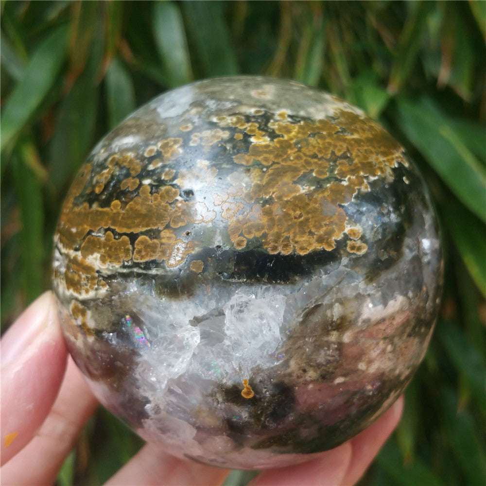 Crystal carved ball of Ocean Jasper  #702408