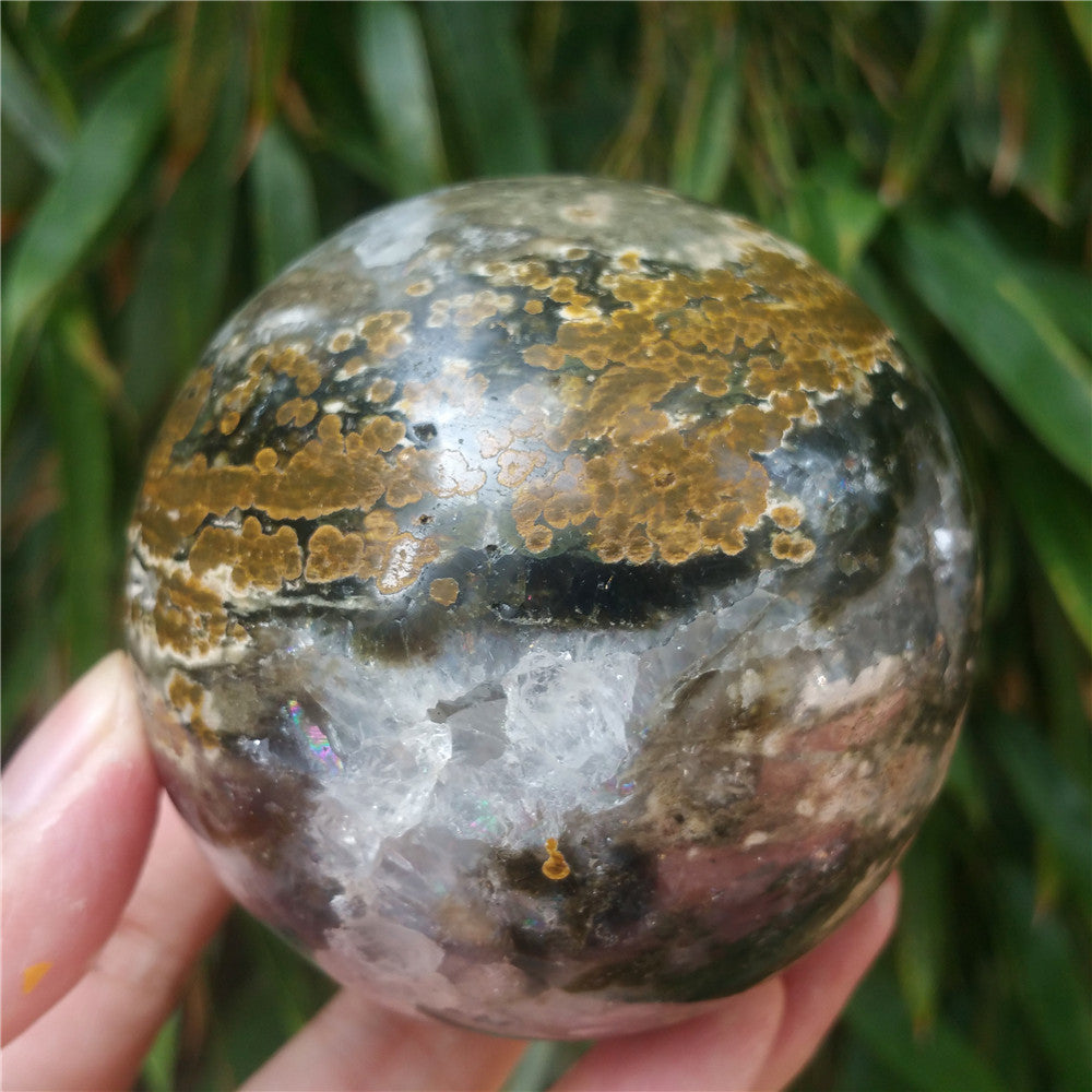 Crystal carved ball of Ocean Jasper  #702408