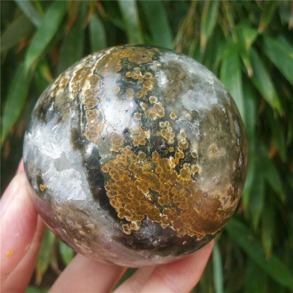 Crystal carved ball of Ocean Jasper  #702408