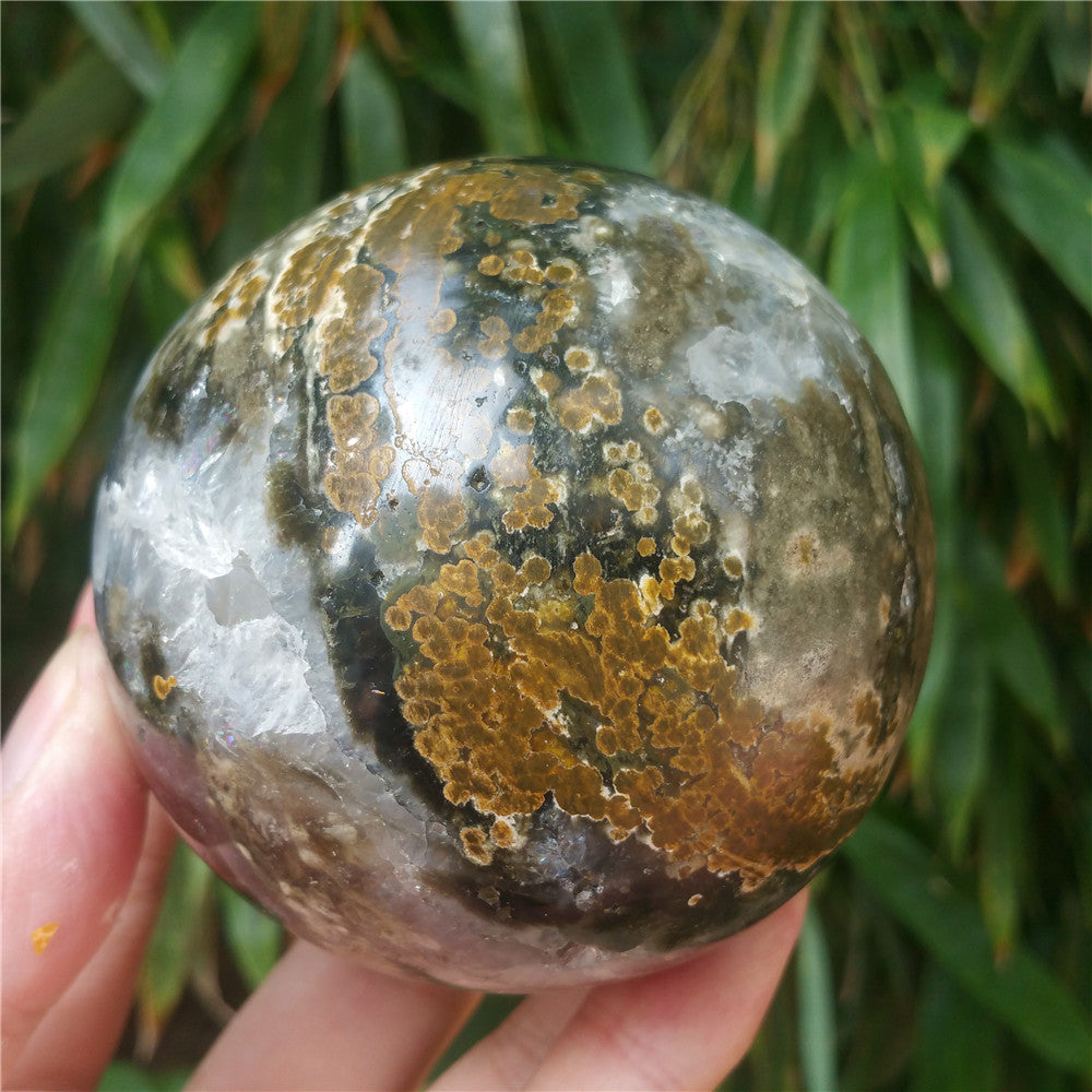 Crystal carved ball of Ocean Jasper  #702408