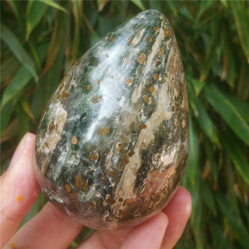 450G  Crystal carved egg of Ocean Jasper  F13