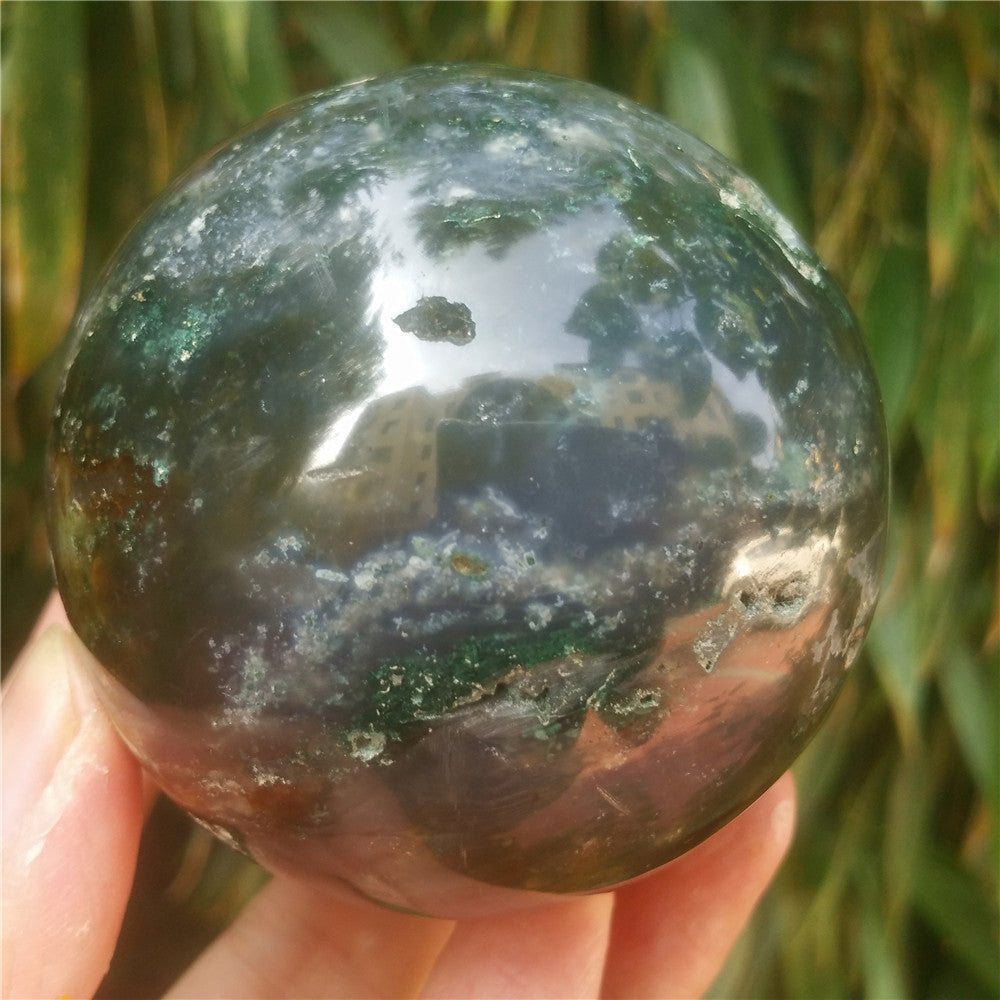 Crystal carved ball of Ocean Jasper