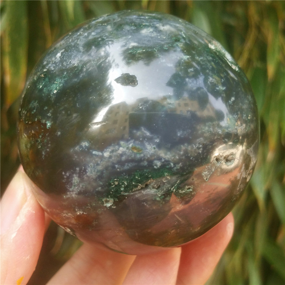 Crystal carved ball of Ocean Jasper