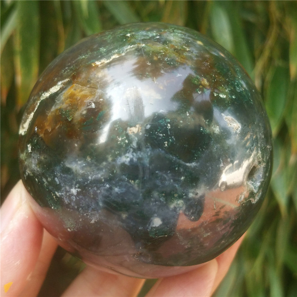 Crystal carved ball of Ocean Jasper