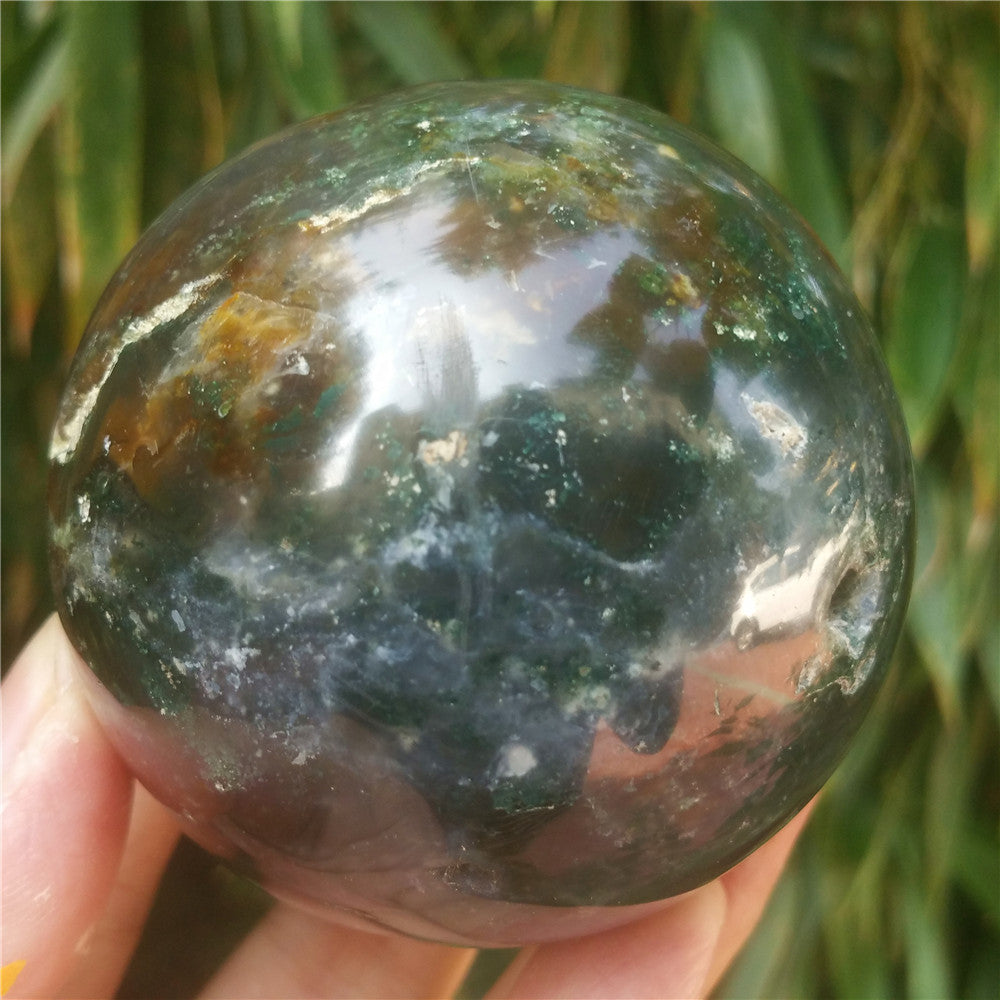 Crystal carved ball of Ocean Jasper