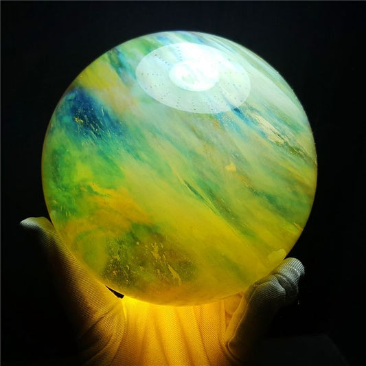 Esfera de cuarzo de cristal de piedra de fundición amarilla