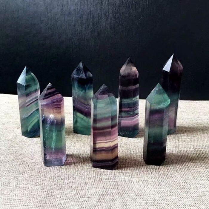 Natural rainbow fluorite quartz tower