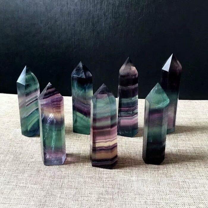 Natural rainbow fluorite quartz tower