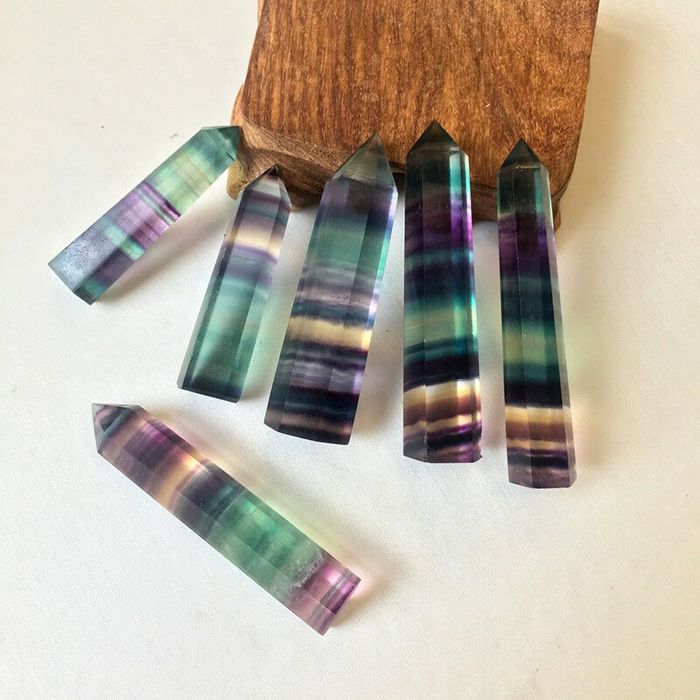 Natural rainbow fluorite quartz tower