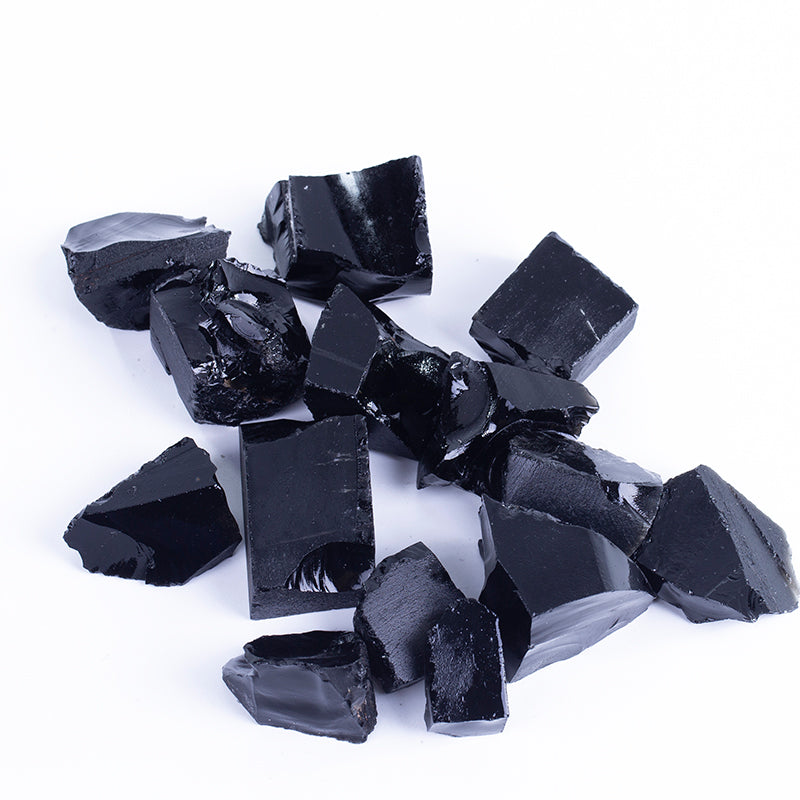 Black obsidian raw crystal gravel