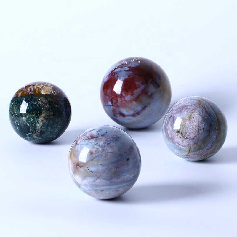 Bola de cristal curativa Natural pulida, esfera de jaspe oceánico de alta calidad, artesanías de cristal para decoración del hogar