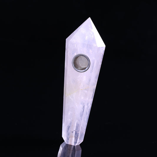 Pipa para fumar varilla de tabaco de cristal de cuarzo rosa