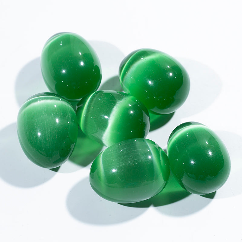 Venta al por mayor de piedras preciosas naturales huevo verde ojo de gato Yoni huevos cristalinos huevos vaginales para curar