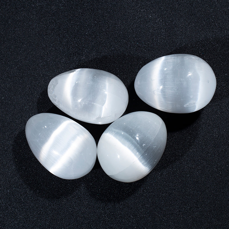 Polished gypsum eggs natural morocco selenite yoni eggs