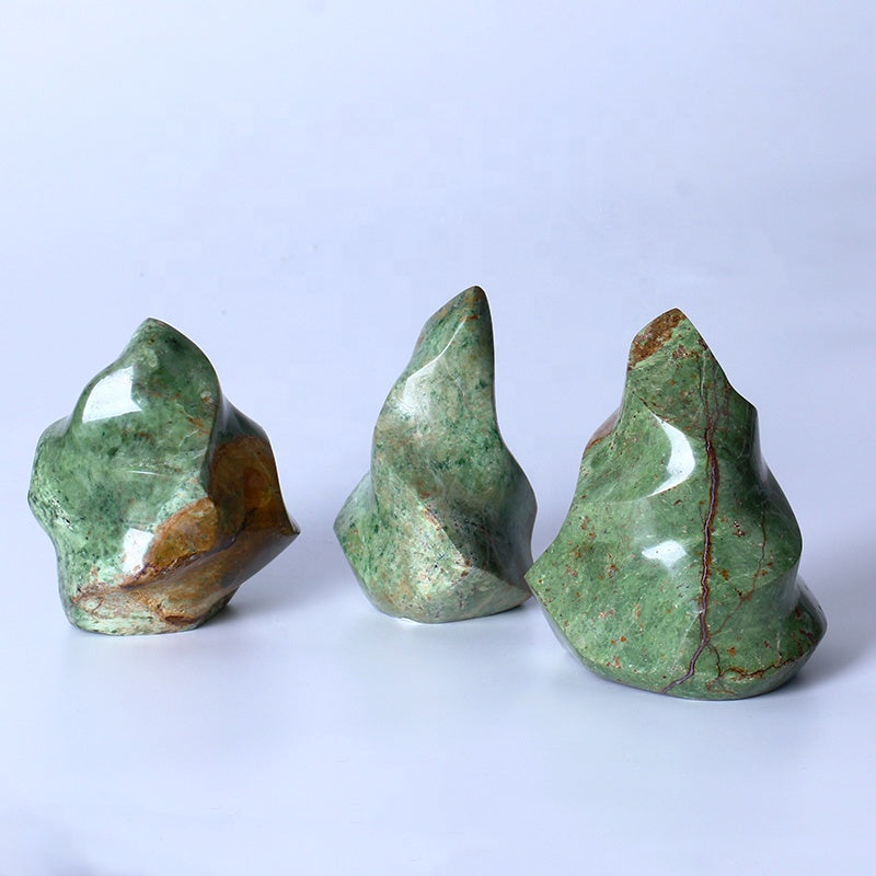 Piedra de soporte de antorcha de piedras preciosas de cristal curativo de llama de ópalo verde Natural para decoración del hogar