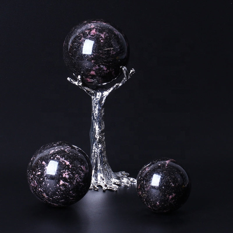 Natural Healing Crystal Rose Rhodonite Ball Stone Sphere For Decoration