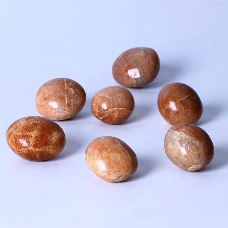 Natural Healing Crystal Reiki Gemstone Orange Moonstone Palm Stone For Decoration