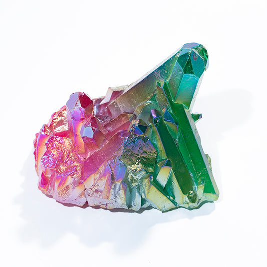 Venta al por mayor de puntos de varitas curativas de cuarzo de racimo de cristal rojo y verde de galvanoplastia