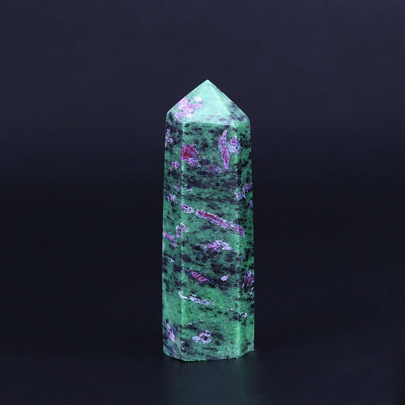 Crystal wand green ruby zoisite wand point quartz crystal tower semi-precious original ruby