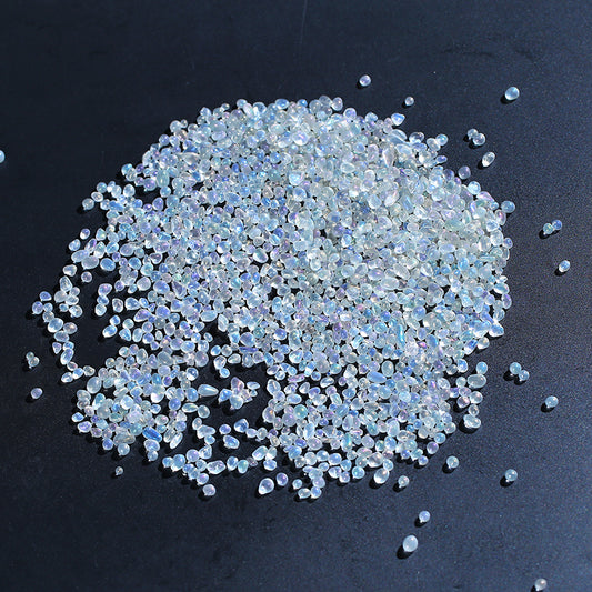 Ring color rainbow quartz crystal gravel