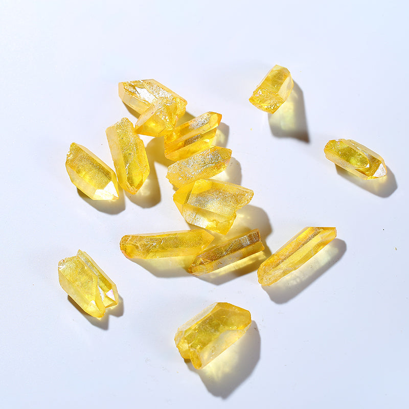 Big Size Wholesale Natural Yellow Aura Quartz Mineral Angel Crystal Points for Pendant