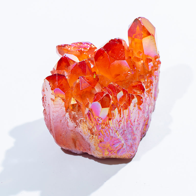 Venta al por mayor de racimo de cristal de cuarzo curativo de aura naranja natural para decoración del hogar
