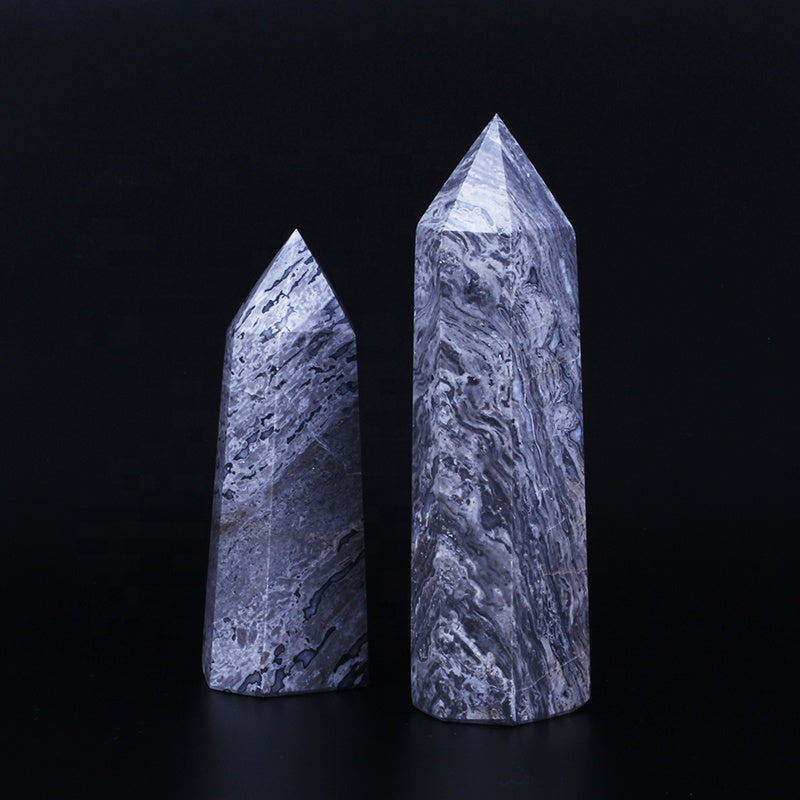 Natural Crystal Wand Picasso Jasper Quartz Crystal Tower