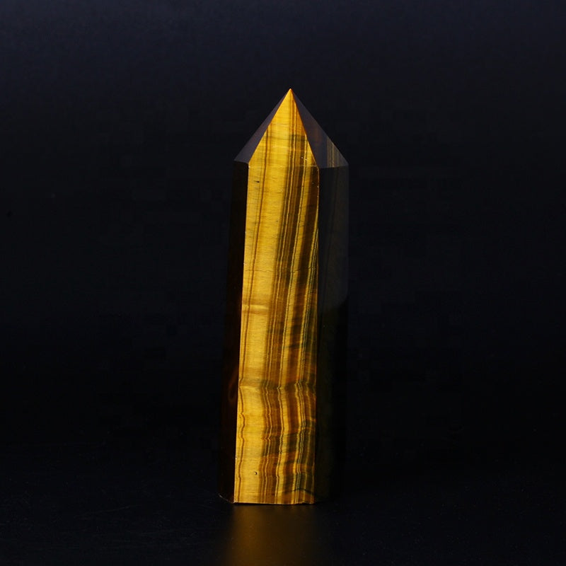Tiger eye stone rod pole quartz crystal tower
