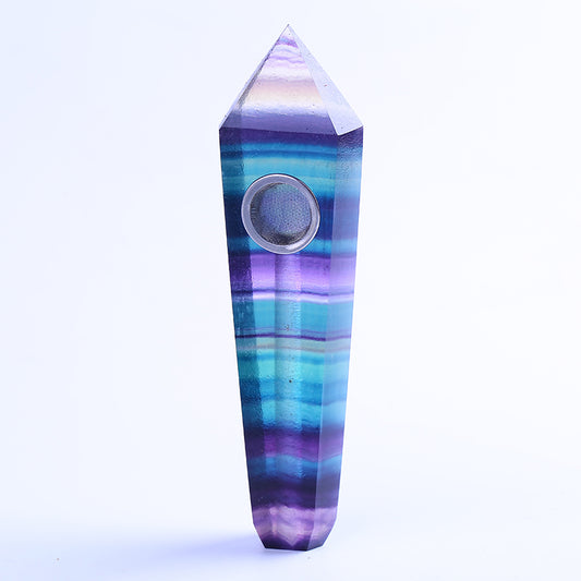 Pipa para fumar con punta de cristal de fluorita arcoíris