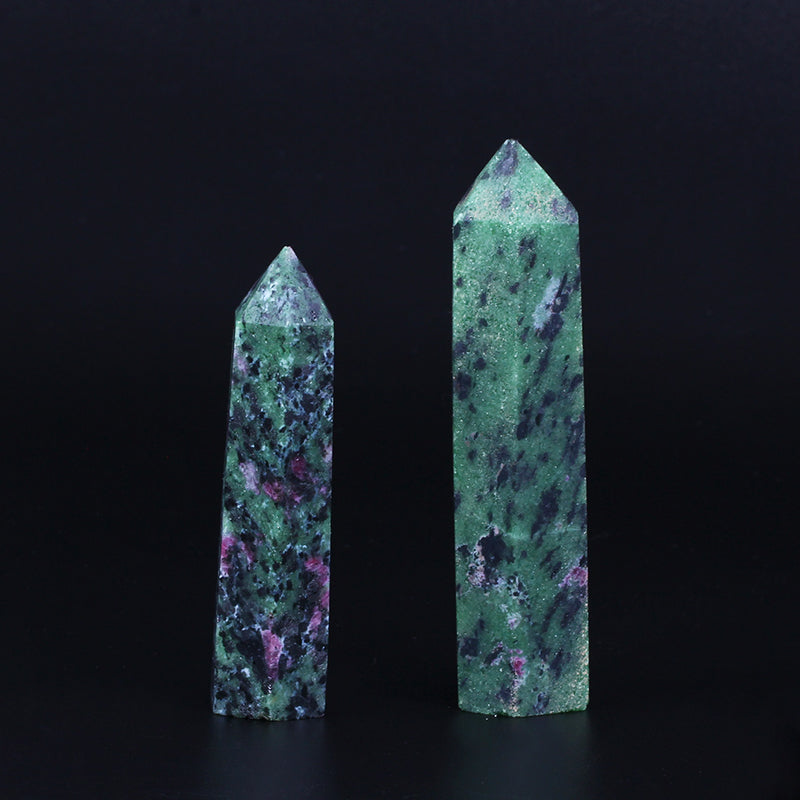 Crystal wand green ruby zoisite wand point quartz crystal tower semi-precious original ruby