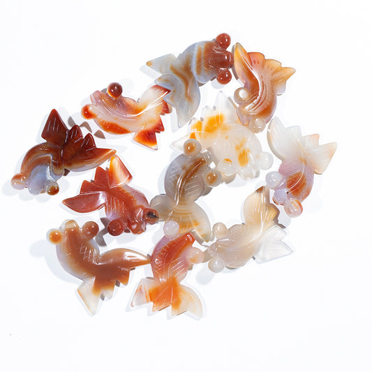Natural hand carved agate goldfish crystal goldfish for crystal souvenir