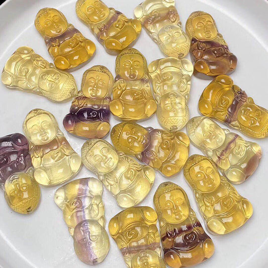 Colgante de Buda bebé tallado en cristal de fluorita arcoíris de cristal Natural al por mayor para regalo