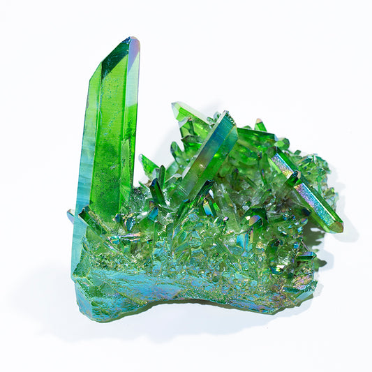 Venta al por mayor de racimo de cristal de cuarzo electrochapado verde para curación