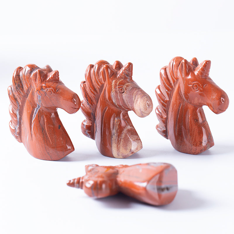 Unicornio cristal de unicornio jaspe rojo hecho a mano