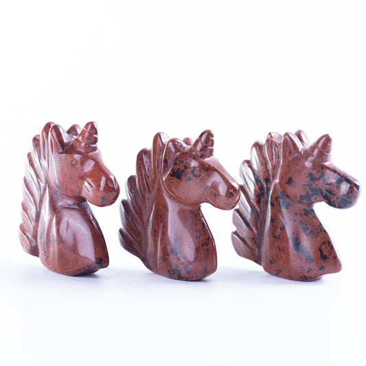 Crystal carving red obsidian unicorn