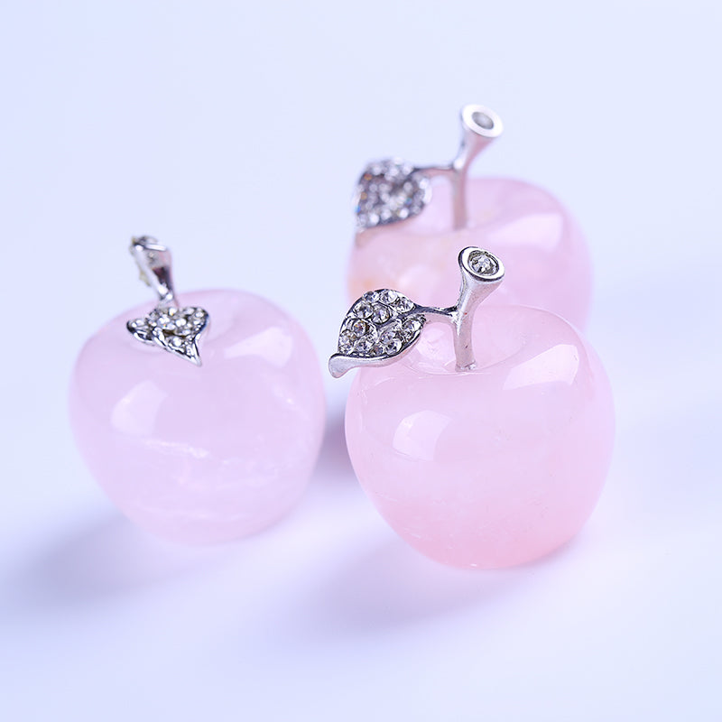 Manzana de cristal de cuarzo rosa regalo de Navidad