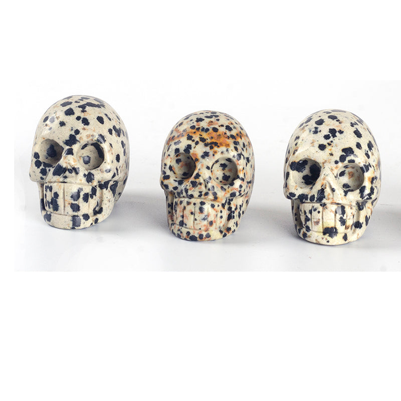 Escultura de calavera de 2 pulgadas con piedra preciosa de jade de Dalmacia
