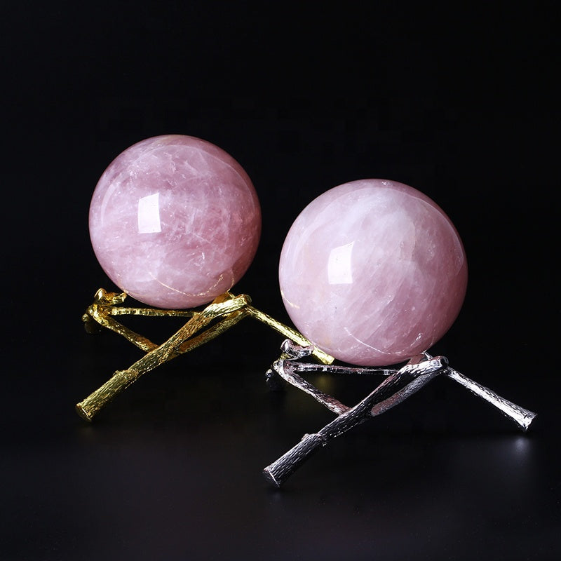 Decoración esférica de cristal de bola de cristal de cuarzo rosa rosa
