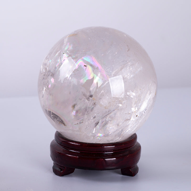 Bola de cristal blanca de cuarzo transparente arcoíris pulido de cristal Natural