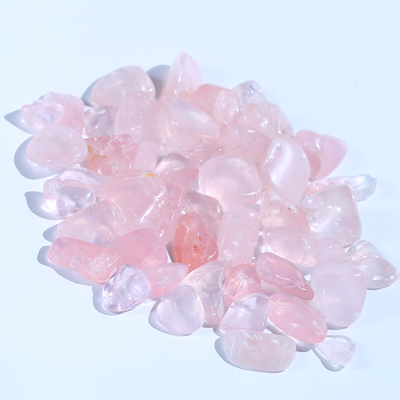 Natural gem rose quartz gravel stone