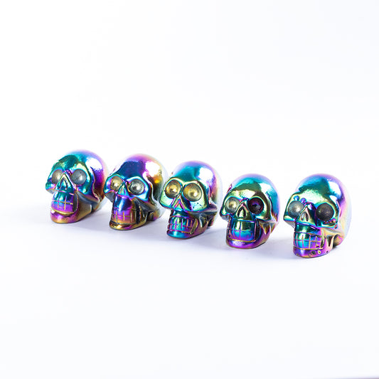 Colorful plated carving crystal skull