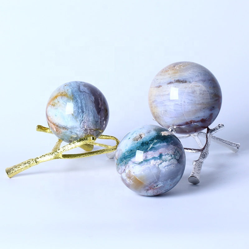 Bola de cristal curativa Natural pulida, esfera de jaspe oceánico de alta calidad, artesanías de cristal para decoración del hogar