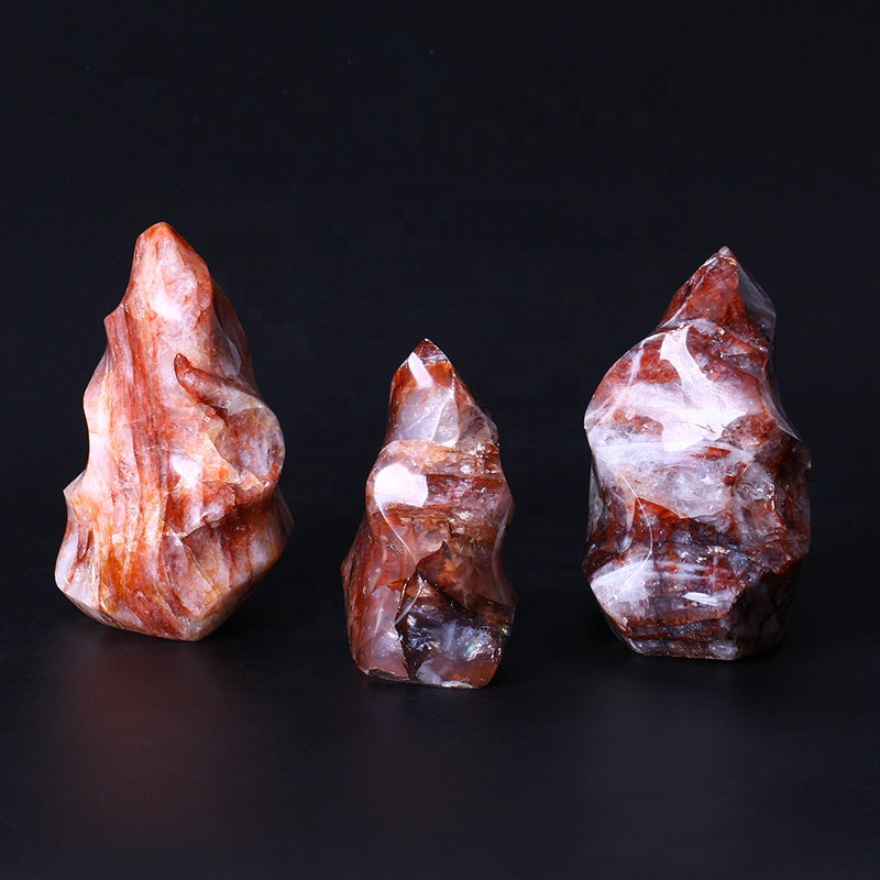 Natural Red Glue Flower Flame Healing Crystal Gemstone Torch Stand Stone For Home Decoration