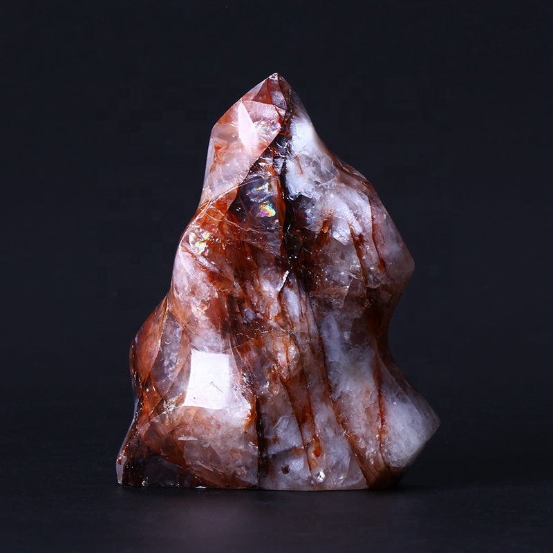 Natural Red Glue Flower Flame Healing Crystal Gemstone Torch Stand Stone For Home Decoration