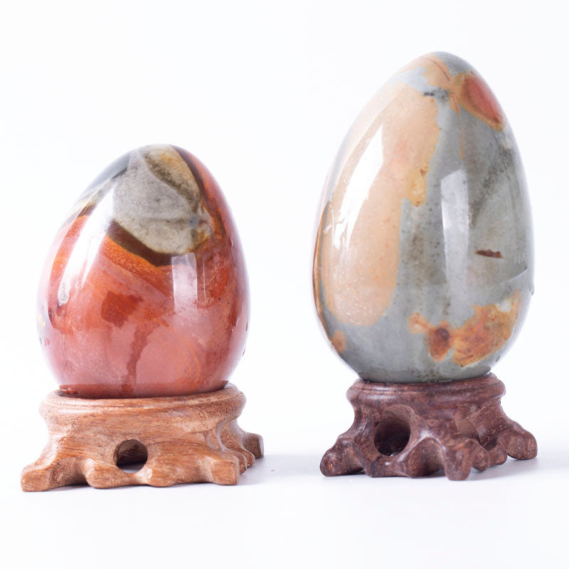 Huevo de ágata oceánica pulido con cristal natural