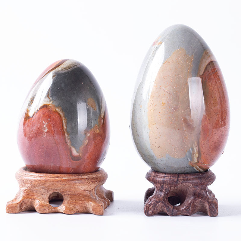 Huevo de ágata oceánica pulido con cristal natural